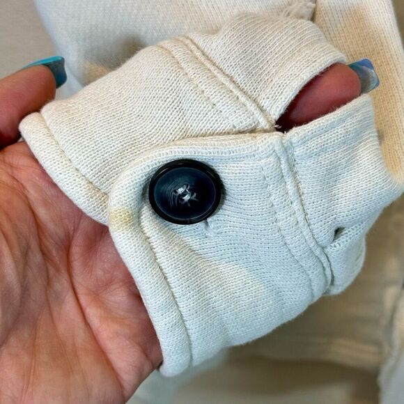 Jacks Surfboards Off White Women's Distressed Button Up Shacket Medium - Picture 2 of 9